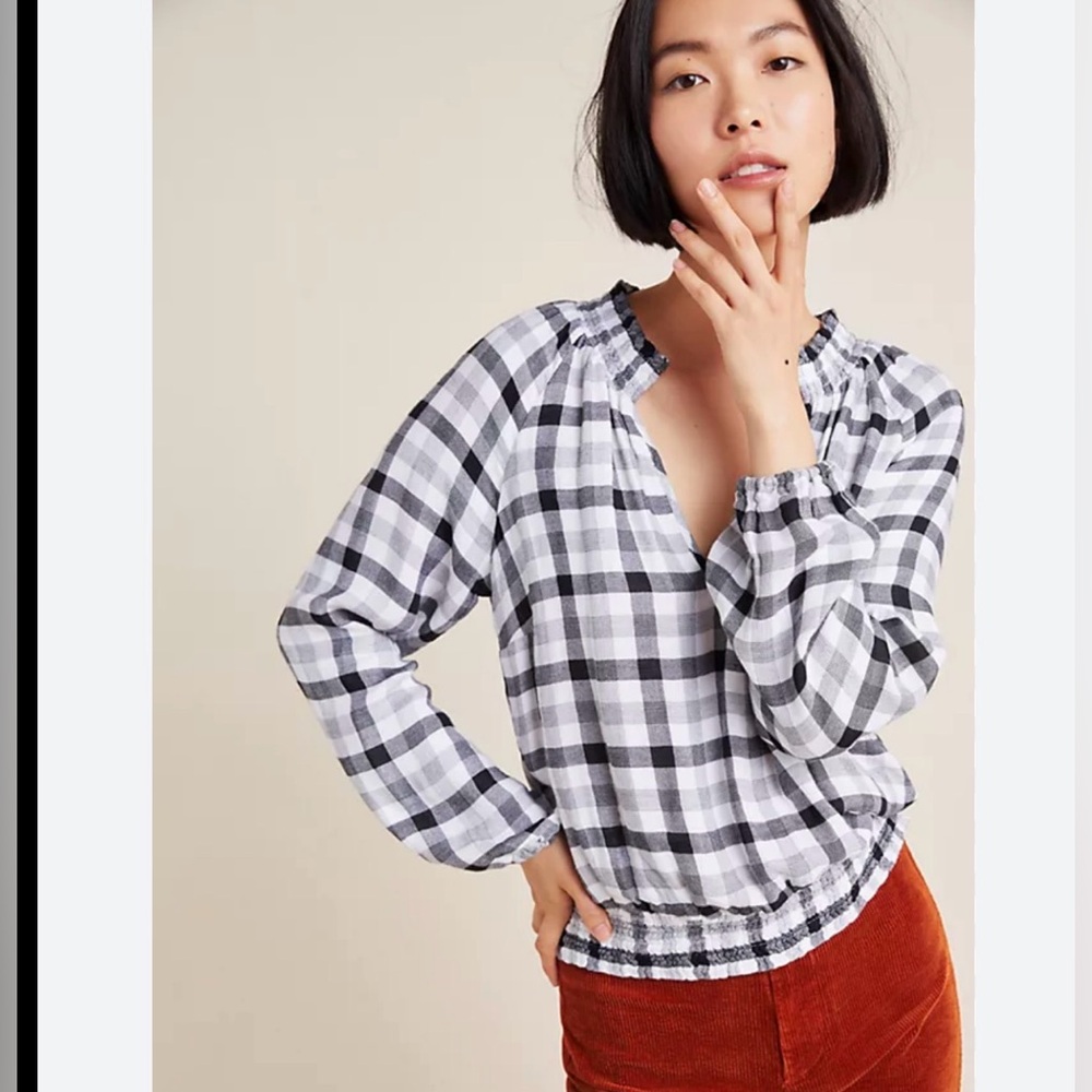Cloth & Stone Anthropologie buffalo check top